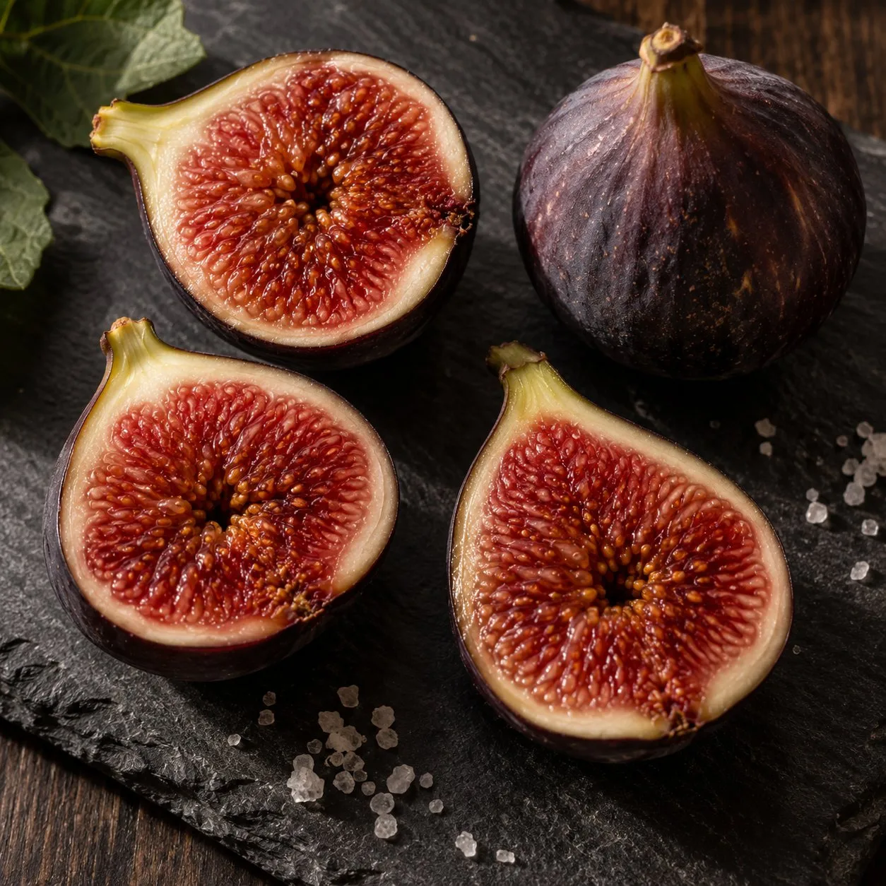 Dark figs halved