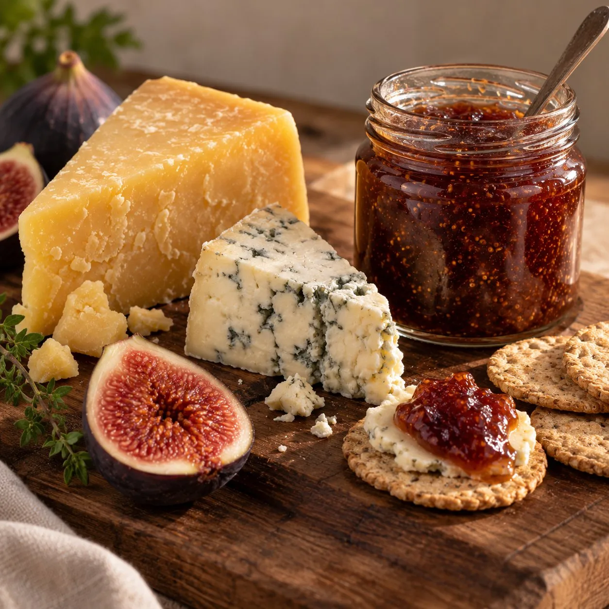 Dark fig jam with cheese