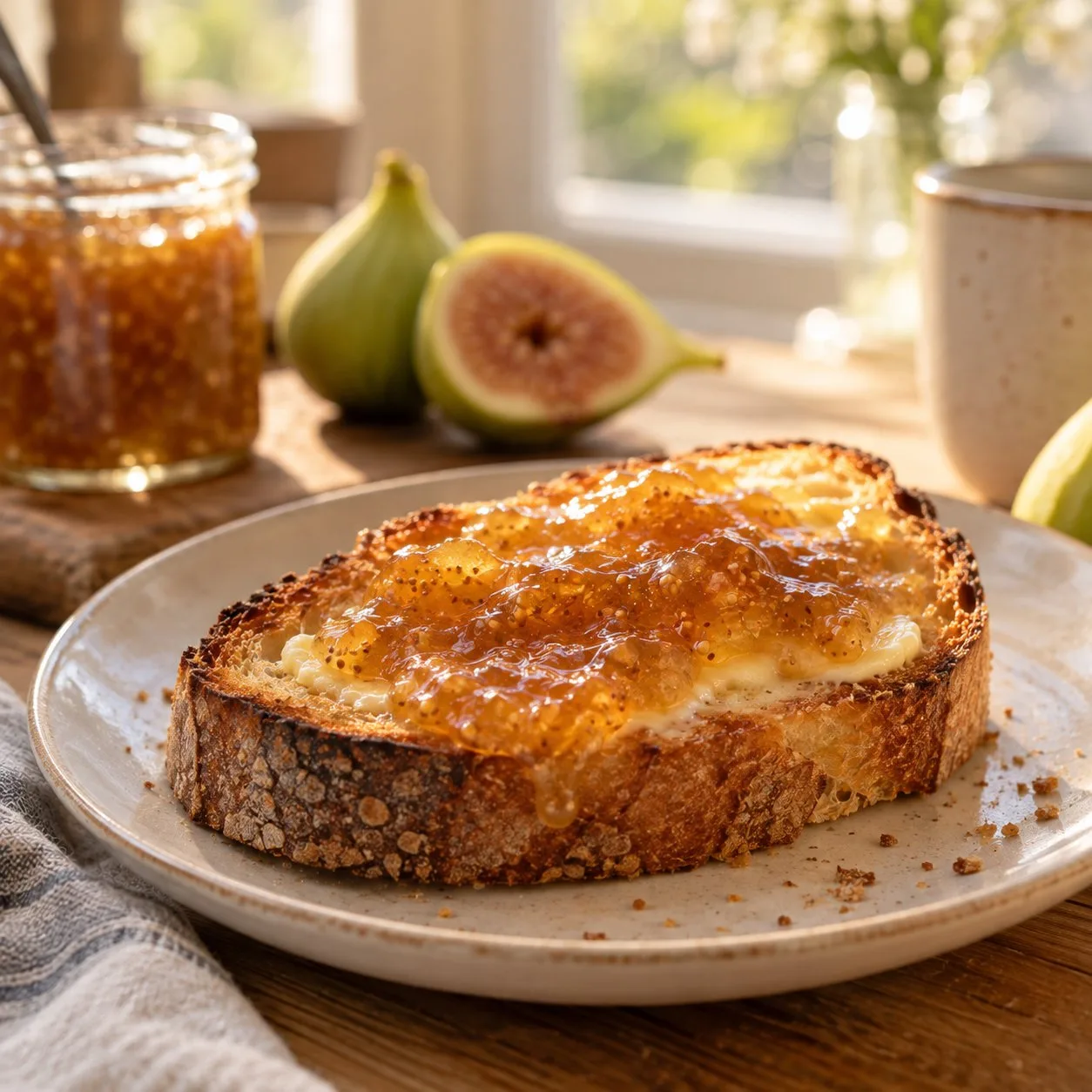 White fig jam on toast